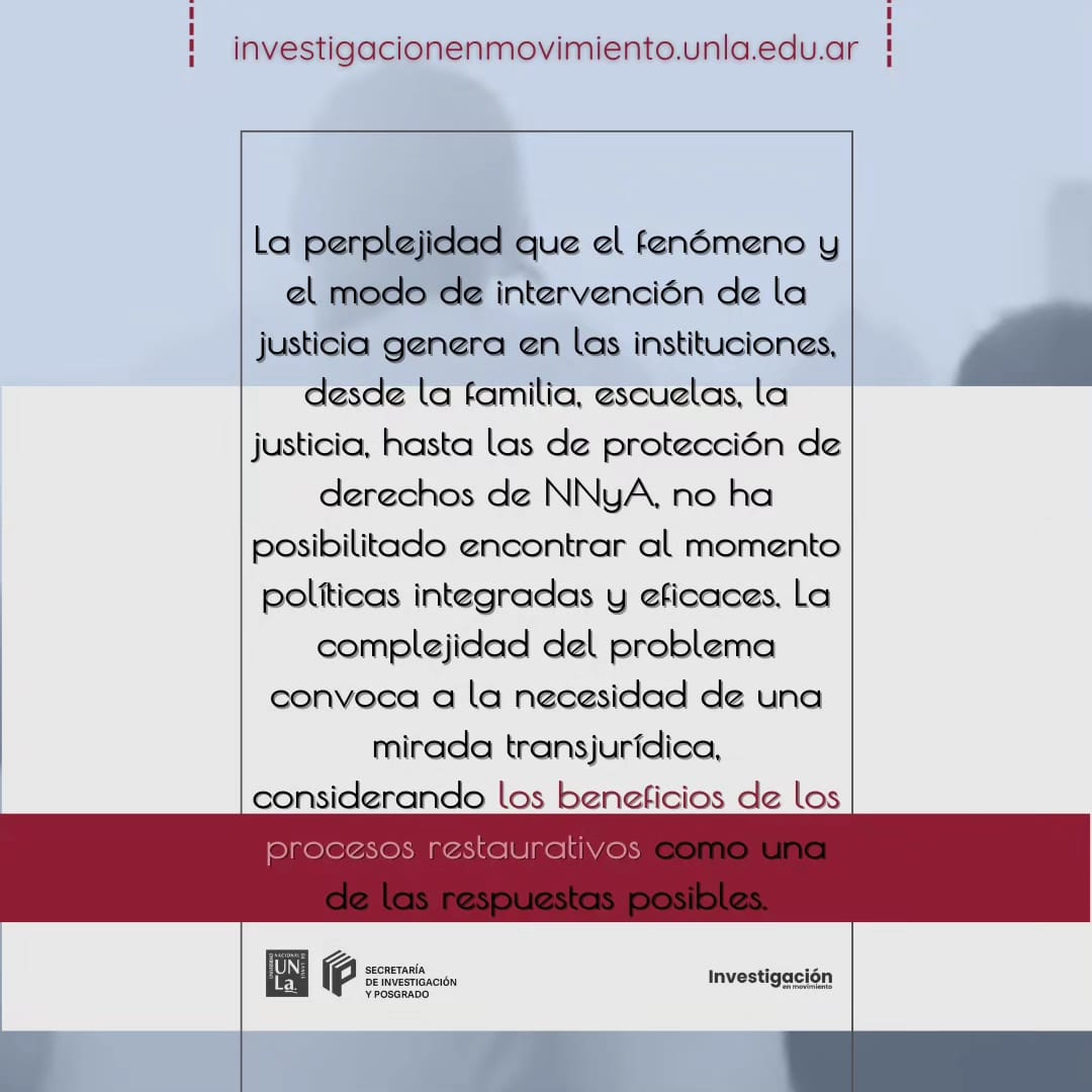 📚Compartimos el artículo de Ada Lupe Martínez, psicóloga y Coordinadora del Cuerpo Técnico Auxiliar del Fuero de Responsabilidad Penal Juvenil del Departamento Judicial de Lomas de Zamora, para Investigación en Movimiento.

Leelo completo acá 👇
investigacionenmovimiento.unla.edu.ar/justicia-resta…
