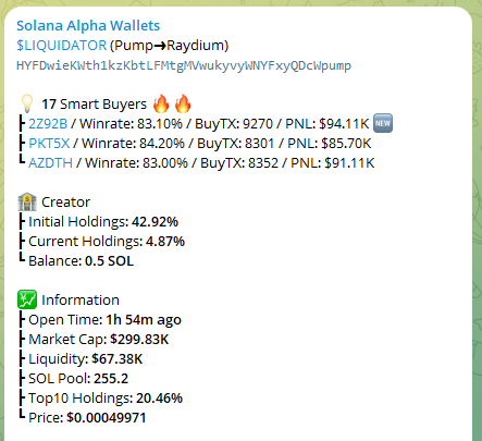SatoshiMystique's tweet image. #LIQUIDATOR is rising 🚀

HYFDwieKWth1kzKbtLFMtgMVwukyvyWNYFxyQDcWpump

💰17 Smart Money buyers bought

time of first appearance on the Solana Alpha Wallets: 2024-09-18 3:00:23 (UTC+8)

t.me/dogeebot_bot?s…