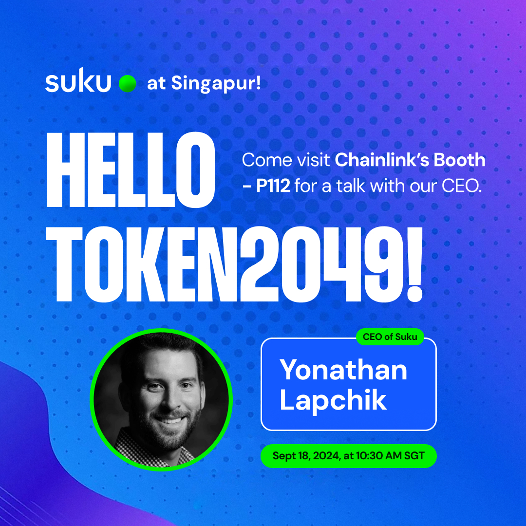 📢 Our CEO <a href="/tatolapchik/">Yonathan Lapchik</a> will be at #Token2049 , Wed 18, 10:30 AM SGT 🇸🇬. 

Look for @Chainlink’s Booth P112 to discuss how SukuPay is changing the remittances market.

See you there! 👌🏼