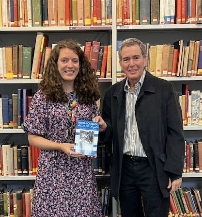 As the summer concludes, <a href="/HolocaustMemMia/">HolocaustMemorialMB</a> is shining a spotlight on the incredible work of our docents! Ralph Berger, a 2G, recently visited the Imperial War Museum in London, where he donated his parents' memoir, "With Courage Shall We Fight"... Click ALT on the photo