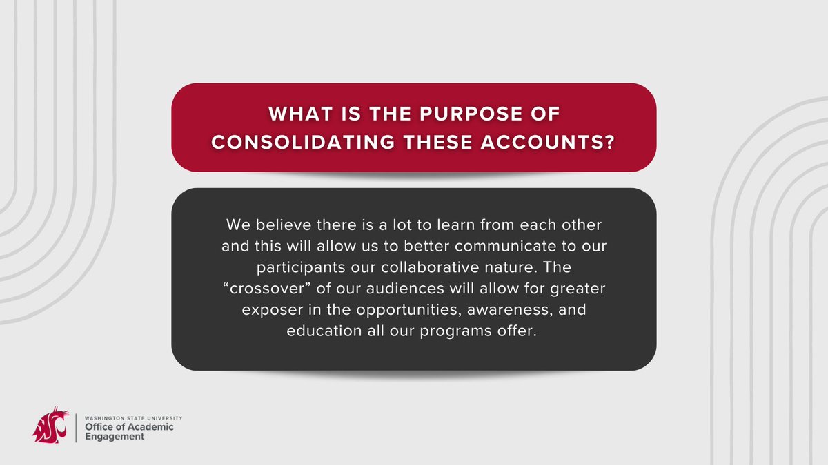 WSU College Access & Transition Programs (@collegeaccess) on Twitter photo π¨ Exciting news! π¨ To better support the needs of our students and colleagues, we'll be consolidating our social media accounts. From now on, the Access experience will be combined with financial education, college affordability, and CSP exclusively at <a href="/WSUOAE/">WSU Office of Academic Engagement</a> π¨ Exciting news! π¨ To better support the needs of our students and colleagues, we'll be consolidating our social media accounts. From now on, the Access experience will be combined with financial education, college affordability, and CSP exclusively at <a href="/WSUOAE/">WSU Office of Academic Engagement</a>