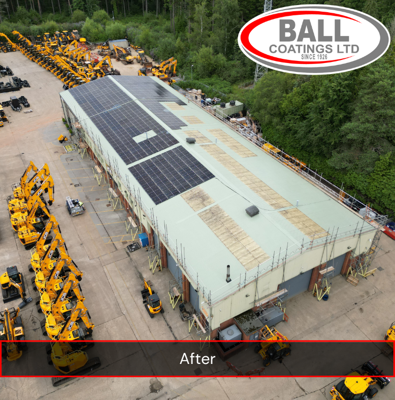 Transforming Industrial Roofs, One Project at a Time! 

We're thrilled to announce the successful completion of a major industrial roof coating project for JCB, a global leader in construction equipment manufacturing. Our team at Ball Coatings Ltd has once again demonstrated our