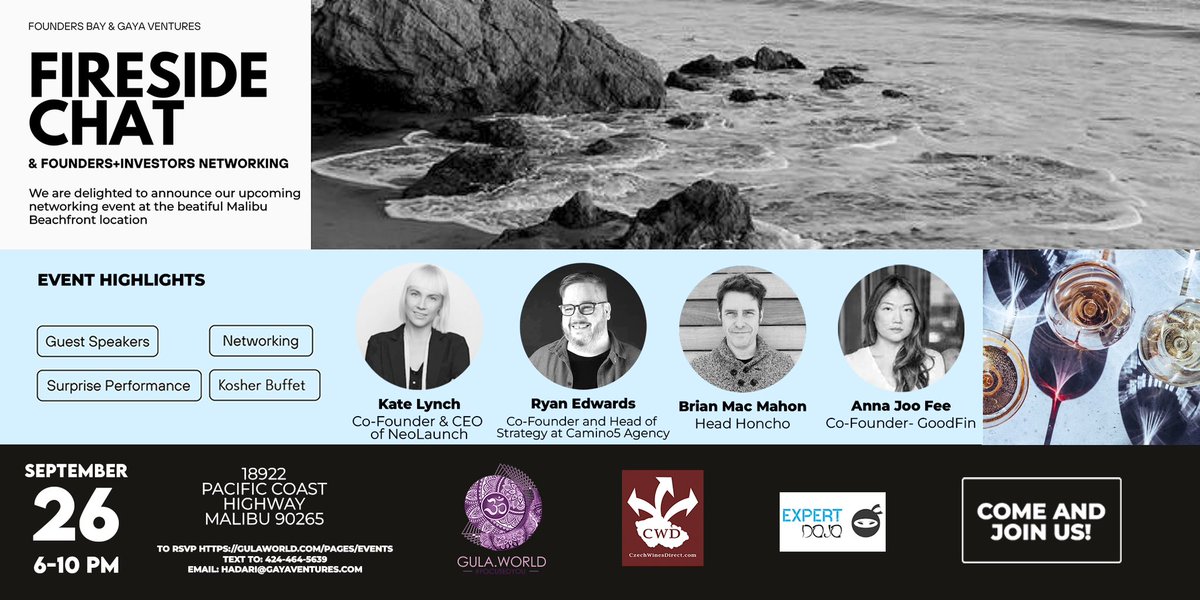 GulaWorld's tweet photo. We’re excited to host Fireside Chat at Malibu Beachfront on September 26th from 6 PM to 10 PM. Join us as we explore “The Art of Negotiation,” with insights and strategies for mastering this essential skill. An evening of growth and inspiration awaits!  https://t.co/AQUMuCrZgL https://t.co/FRRiwfssxZ