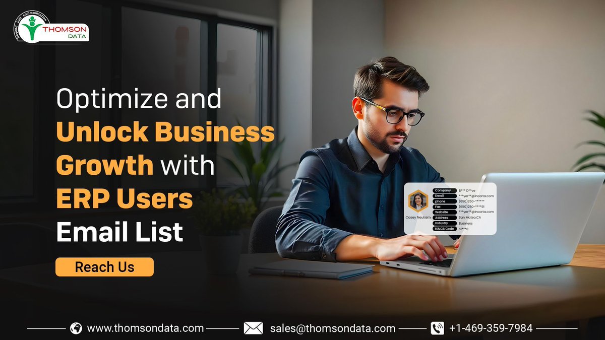 thomsondata's tweet image. With our ERP Users Email List, you can reach targeted professionals.
thomsondata.com/technology-lis…
#ERPusersemaillist #B2Bdata #B2Bemaillist #B2Bdatabase #B2Bmarketingdatabase #thomsondata