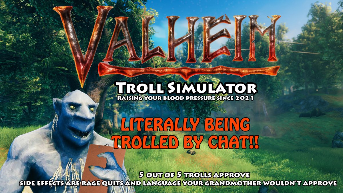 FaylinGamer's tweet photo. Valheim again! Last night we were literally trolled by chat.  That was a source of fun for chat and more mental frustration for me!  But all in good fun!  Starting Valheim soon! https://t.co/YAq40riB98 https://t.co/5nNEd7BUlb