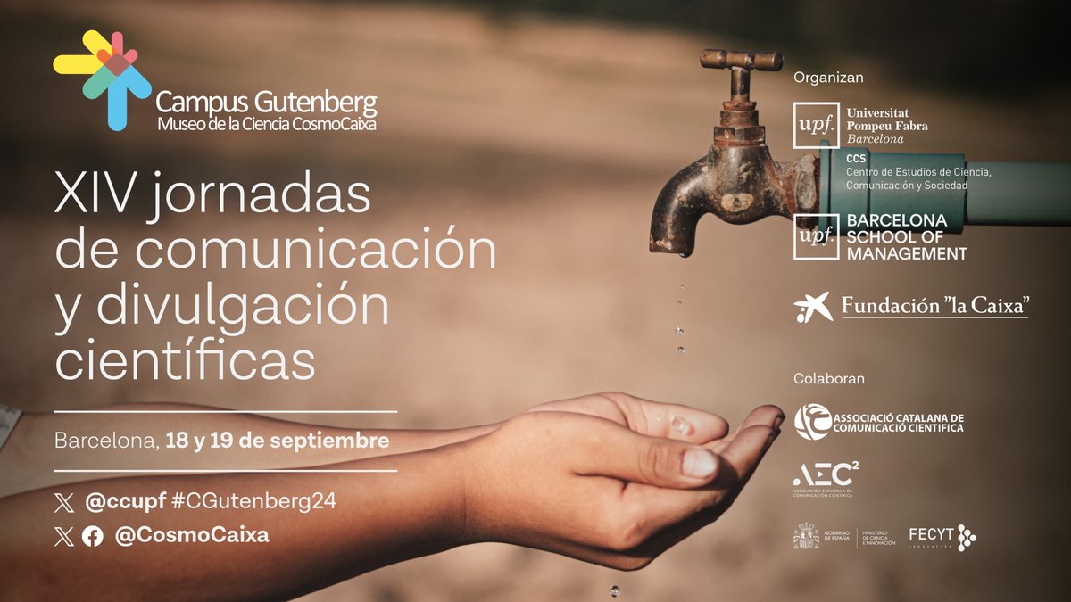 🚀 ¡Hoy empieza el #CGutenberg24- <a href="/CosmoCaixa/">Museo de la Ciencia CosmoCaixa</a>! 

🧐Echa un vistazo al programa de pósteres y elige a qué sesiones asistir 👉 bit.ly/3XKGEDe

🗓️ 18-19 de septiembre

¡Nos vemos en las jornadas de comunicación y cultura científicas más esperadas! 🌟