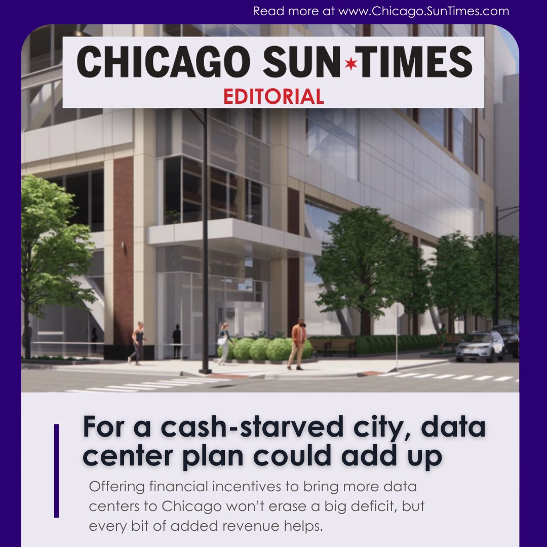 Metro Edge Development Partners (@metroedgedev) on Twitter photo With the budget deficit looming, the proposed data center ordinance will offer incentives to build more data centers in Chicago and generate new revenue. This can be a huge win for our city!
Check out the <a href="/Suntimes/">Chicago Sun-Times</a> article at the link below!
chicago.suntimes.com/editorials/202… With the budget deficit looming, the proposed data center ordinance will offer incentives to build more data centers in Chicago and generate new revenue. This can be a huge win for our city!
Check out the <a href="/Suntimes/">Chicago Sun-Times</a> article at the link below!
chicago.suntimes.com/editorials/202…