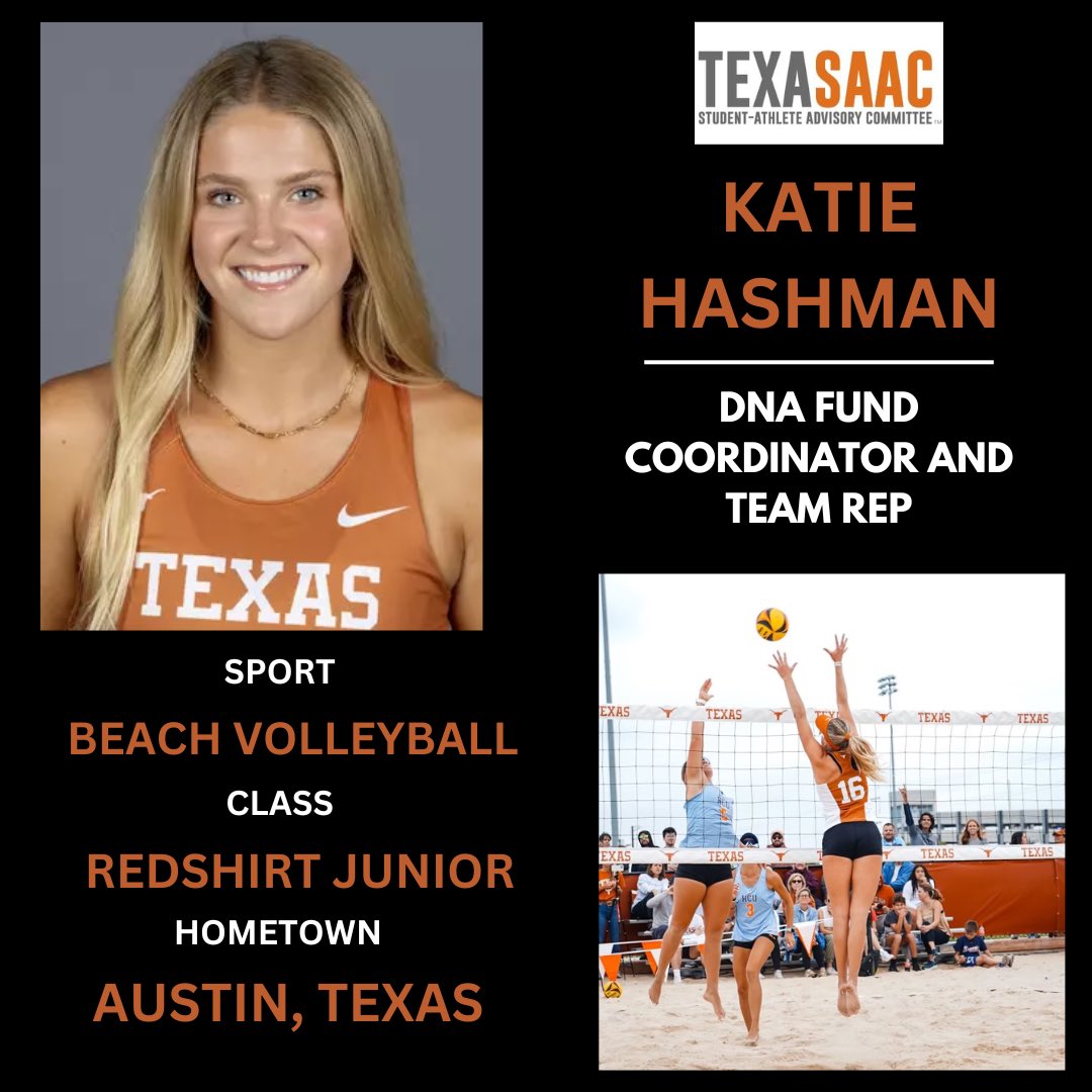 TexasSAAC's tweet image. And wrapping up day 1 of our SAAC introductions is Beach Volleyball! Welcome Kylie Wickley our 24-25 SAAC President and fellow E-Board member Katie Hashman!๐๐๏ธ๐ค๐ผ