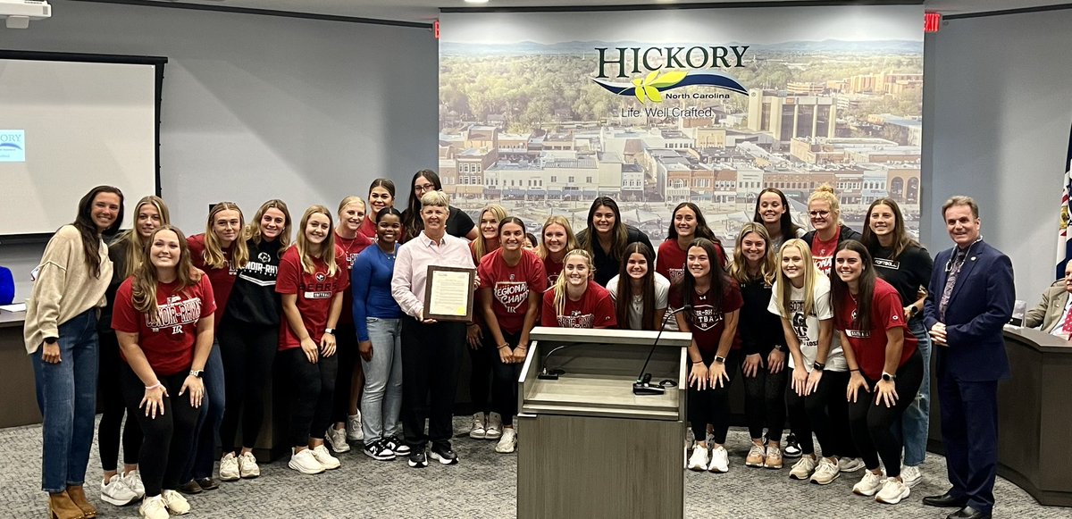 Presentation of Proclamation to Lenoir-Rhyne University’s head softball Coach Shana Hollar.