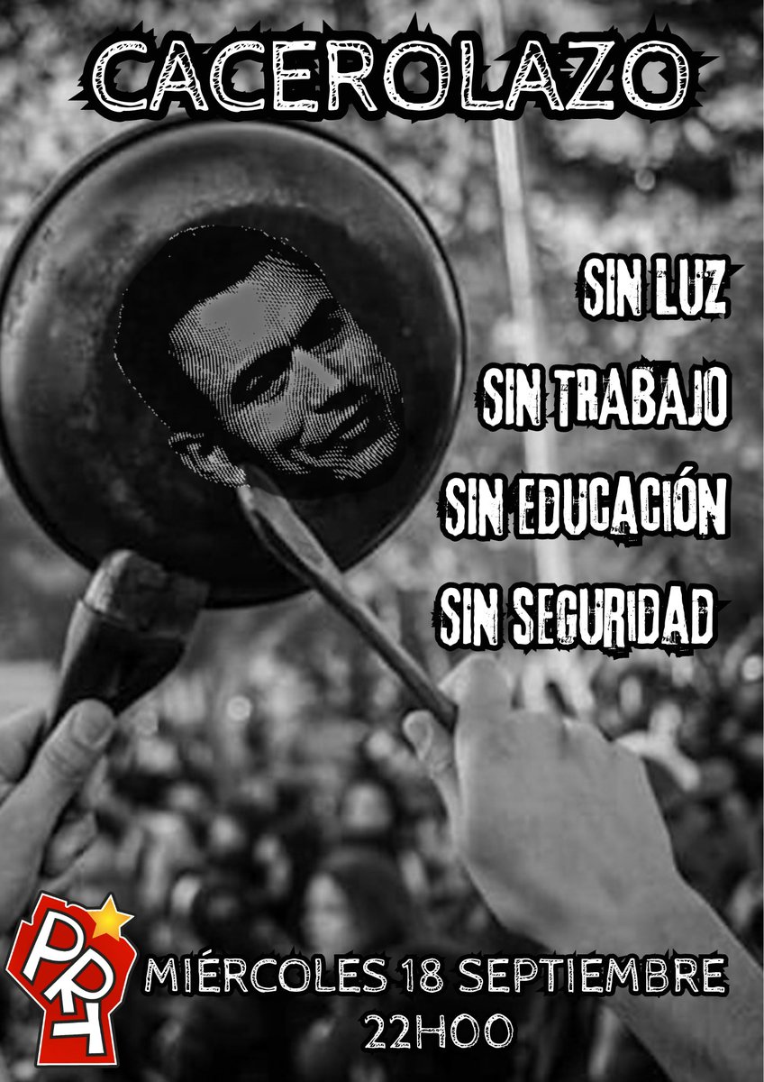 EL NARCOGOBIERNO DE <a href="/DanielNoboaOk/">Daniel Noboa Azin</a>. Nos tiene al pueblo SIN LUZ, SIN TRABAJO, SIN EDUCACIÓN, SIN SEGURIDAD.
CACEROLAZO EN CONTRA DE NOBOA Y SU INÚTIL GOBIERNO.
MIÉRCOLES 18 SEPTIEMBRE
22H00