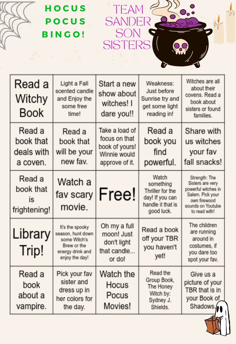 HPocusReadathon's tweet image. Okay now it’s got all the squares sorry about that mistake but here we go