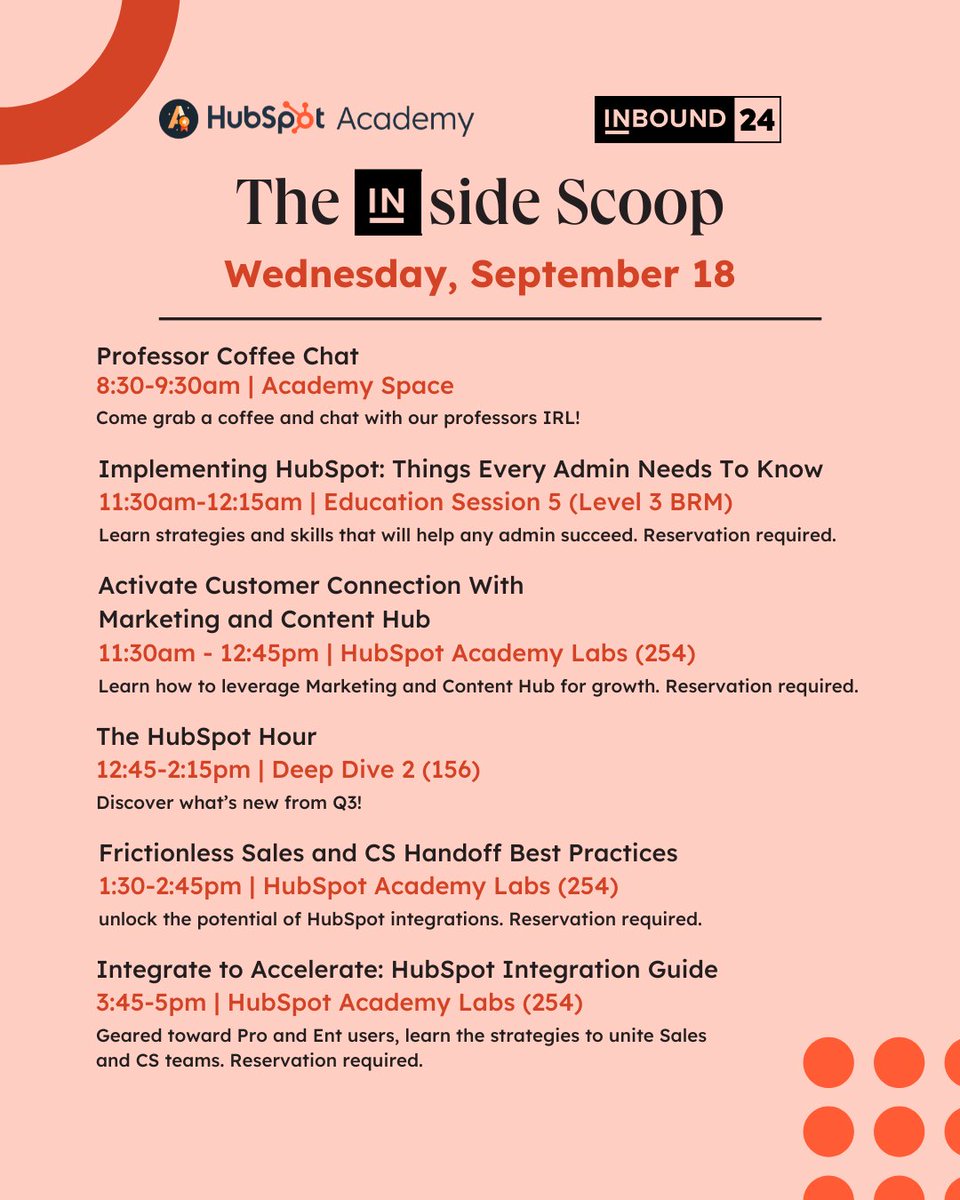Only ONE DAY AWAY from INBOUND! 😱 

This year, we're bringing you the INside Scoop: all the Academy-related events you can expect at INBOUND the following day. 

Can't wait to see you there - comment which events you're attending below! ⬇️