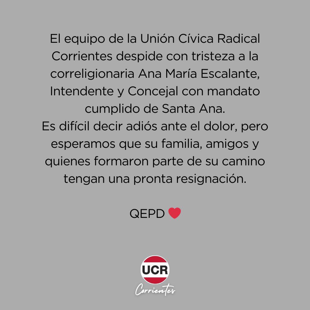 Despedimos a la correligionaria Ana María Escalante ✝️❤️