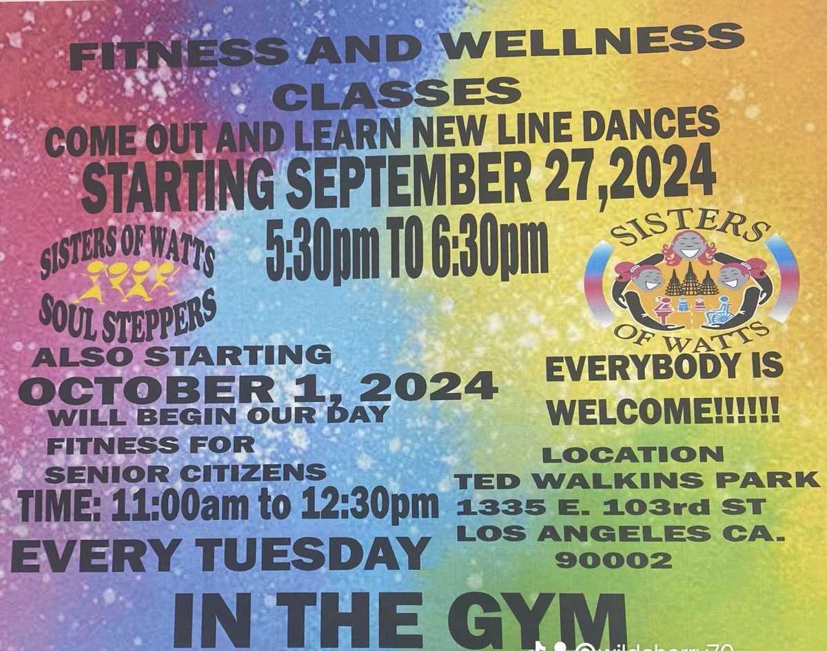 FREE FREE 
"Exciting news! 🎉 
Sisters of Watts line dance class is back starting next Friday! 💃🏽 Everyone is more than welcome to join us for a fun-filled evening of dancing, laughter, and stress relief. No experience needed—just come out, have fun .