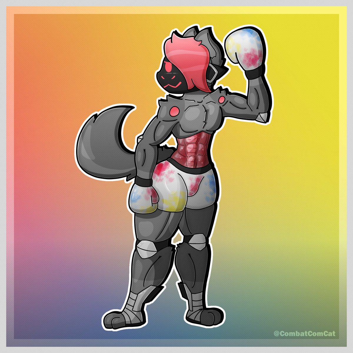 CombatComCat's tweet image. I was demanded to sketch a protogen, so I did.
This is Prisma, he has a paint theme