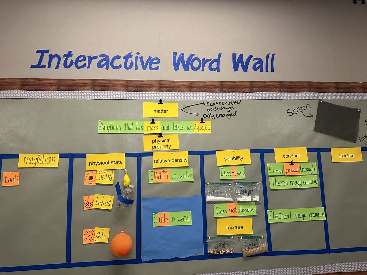 MarlenePrice94's tweet photo. Mrs. Stephens’ 5th grade Interactive Word Wall with real world examples is such a great way to reinforce academic vocabulary! @BluebonnetES #LISDScience @manshackscience https://t.co/zZ4m26DI4a