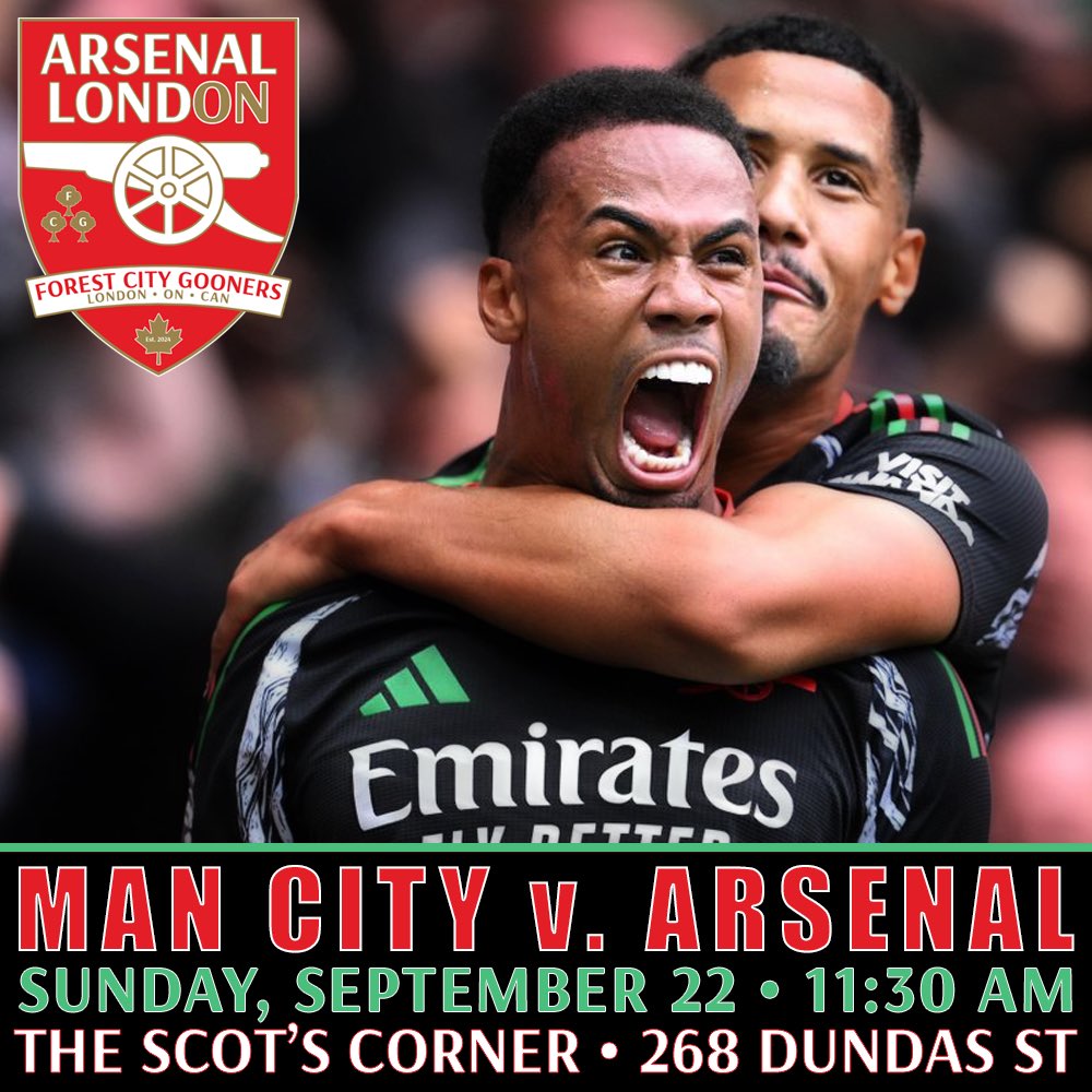 Yes #ldnont, we are back at The Scot's Corner this weekend for a huge PL clash.

⚽️ Man City v Arsenal
📍 The Scot's Corner
⏰ 11:30 AM KO

Come on out and support our Gunners.

Scot's will have $7 pints of local lager. 

There will also be a swag giveaway!

#GreatWhiteNorthBank