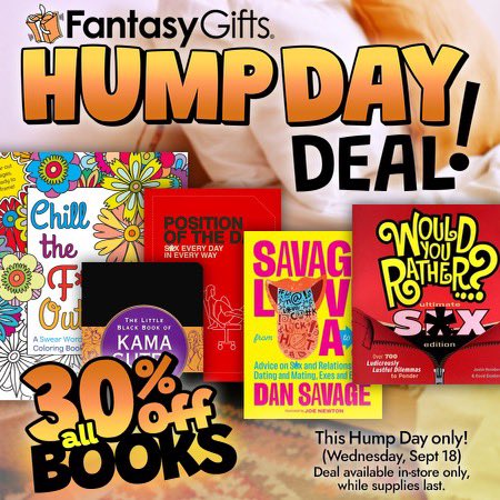 fantasygifts's tweet image. This Hump Day enjoy 30% off all BOOKS! Titles may vary per store location. Deal only offered on Wednesday, September 18th, available in-store only, while supplies last.

#shoplocal #familybusiness #fantasygifts #fantasygiftsminnesota #womanowned #books