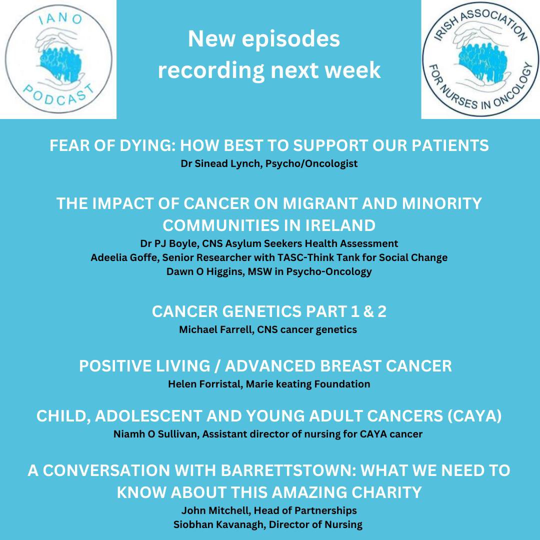 IrishCancerNurse (@ianocancernurse) on Twitter photo ๐ก๐ฒ๐ @๐๐๐ก๐ข๐๐ฎ๐ป๐ฐ๐ฒ๐ฟ๐ก๐๐ฟ๐๐ฒ ๐ฃ๐ผ๐ฑ๐ฐ๐ฎ๐๐๐ ๐ฐ๐ผ๐บ๐ถ๐ป๐ด! ๐ฃ๏ธ๐๏ธ
Your questions are welcome in-advance - Please email your queries to: info@iano.ie
Thanks to all our upcoming Podcast guests and the insights theyโll share for our IANO members in the weeks ahead. ๐๐ผ ๐ก๐ฒ๐ @๐๐๐ก๐ข๐๐ฎ๐ป๐ฐ๐ฒ๐ฟ๐ก๐๐ฟ๐๐ฒ ๐ฃ๐ผ๐ฑ๐ฐ๐ฎ๐๐๐ ๐ฐ๐ผ๐บ๐ถ๐ป๐ด! ๐ฃ๏ธ๐๏ธ
Your questions are welcome in-advance - Please email your queries to: info@iano.ie
Thanks to all our upcoming Podcast guests and the insights theyโll share for our IANO members in the weeks ahead. ๐๐ผ