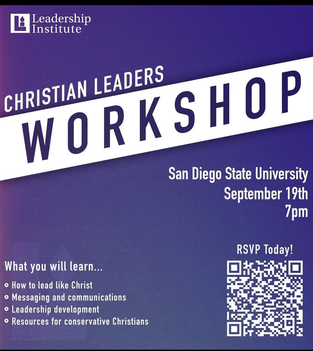 Julia Cartwright (@jcartwrightt13) on Twitter photo Join <a href="/TPUSAatSDSU/">Turning Point USA at SDSU</a> this Thursday for our Christian Leaders Workshop in partnership with <a href="/LeadershipInst/">Leadership Institute</a> ✝️🇺🇸
Make sure to RSVP for free Chic Fil A 🐔 litraining.org/event/6cba168c… Join <a href="/TPUSAatSDSU/">Turning Point USA at SDSU</a> this Thursday for our Christian Leaders Workshop in partnership with <a href="/LeadershipInst/">Leadership Institute</a> ✝️🇺🇸
Make sure to RSVP for free Chic Fil A 🐔 litraining.org/event/6cba168c…