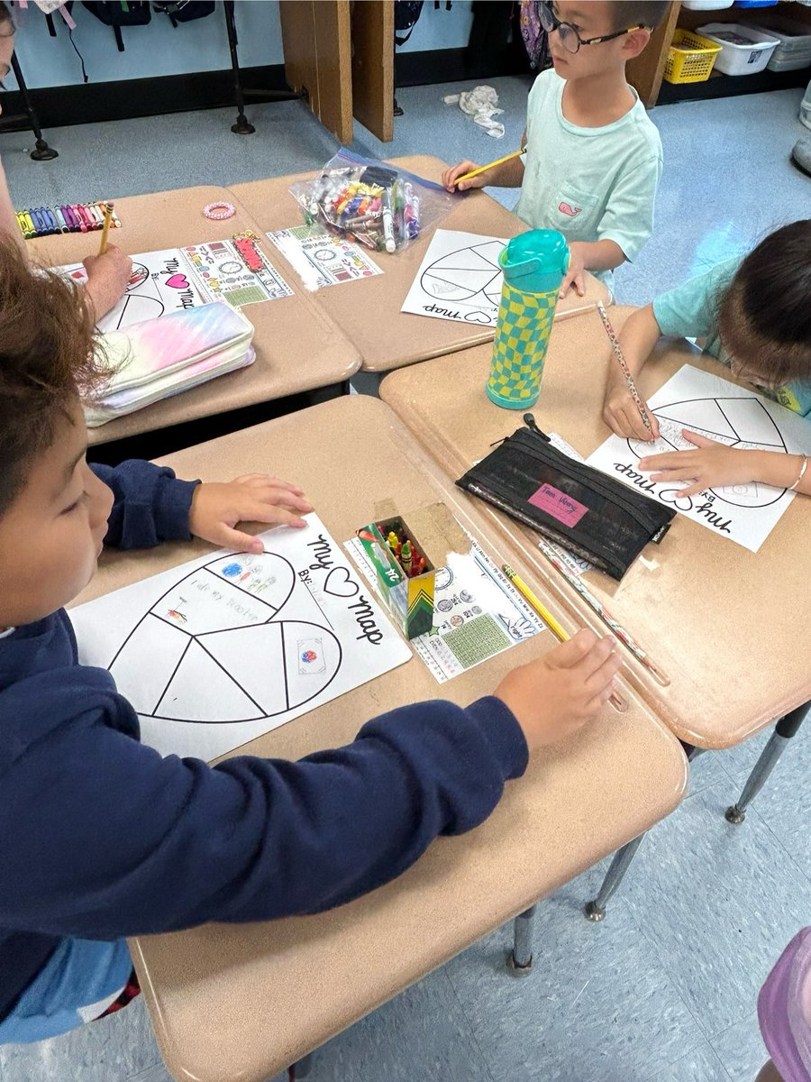Getting ready for personal narrative writing by creating heart maps of things we love to generate ideas!! 🩷💭✍🏽