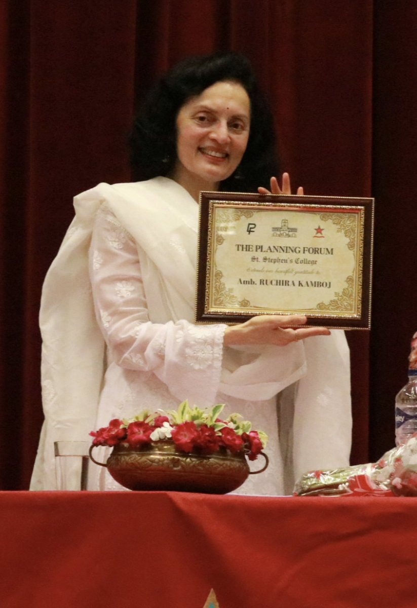 ruchirakamboj's tweet photo. Last week at St. Stephen’s College Planning Forum, I had the privilege of speaking on India’s Multilateral Mandate. Reflecting on the challenges & opportunities as we navigate a shifting global order. Deeply appreciative of the thoughtful engagement & insightful questions from the future leaders.