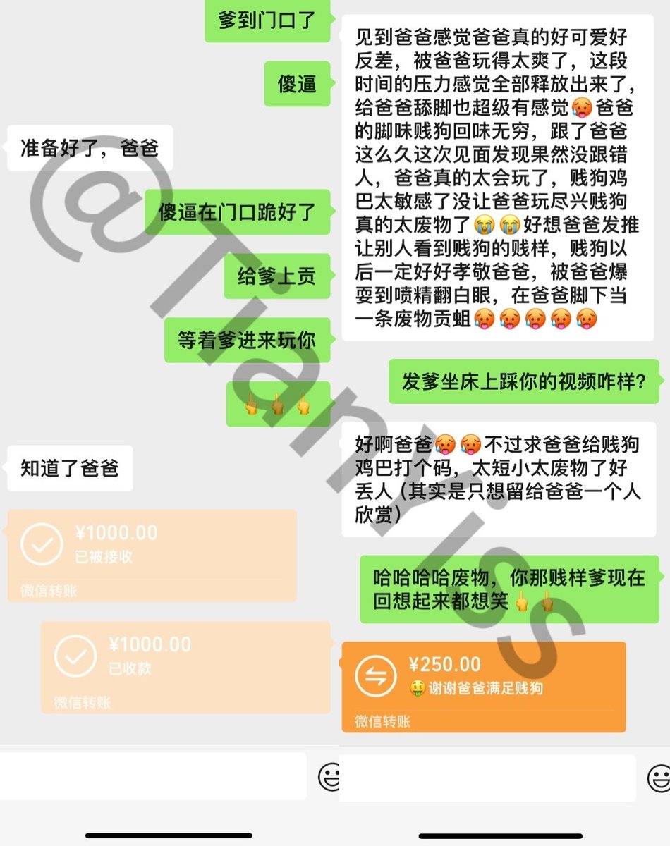 TianYiss's tweet photo. 跟了老子一年的傻逼终于在中秋节见到了自己的亲爹，穿着傻逼贡的鞋踩在傻逼的废物鸡巴上摩擦，傻逼翻着白眼流着口水看着老子嘲笑的眼神直接高潮，玩到凌晨两点让傻逼穿着刚射完狗精的内裤和爹去吃海底捞，傻逼全程羞耻难安，爹一边吃一边视奸傻逼，享受着凌驾傻逼尊严的快感 https://t.co/RDZdU8ErTD