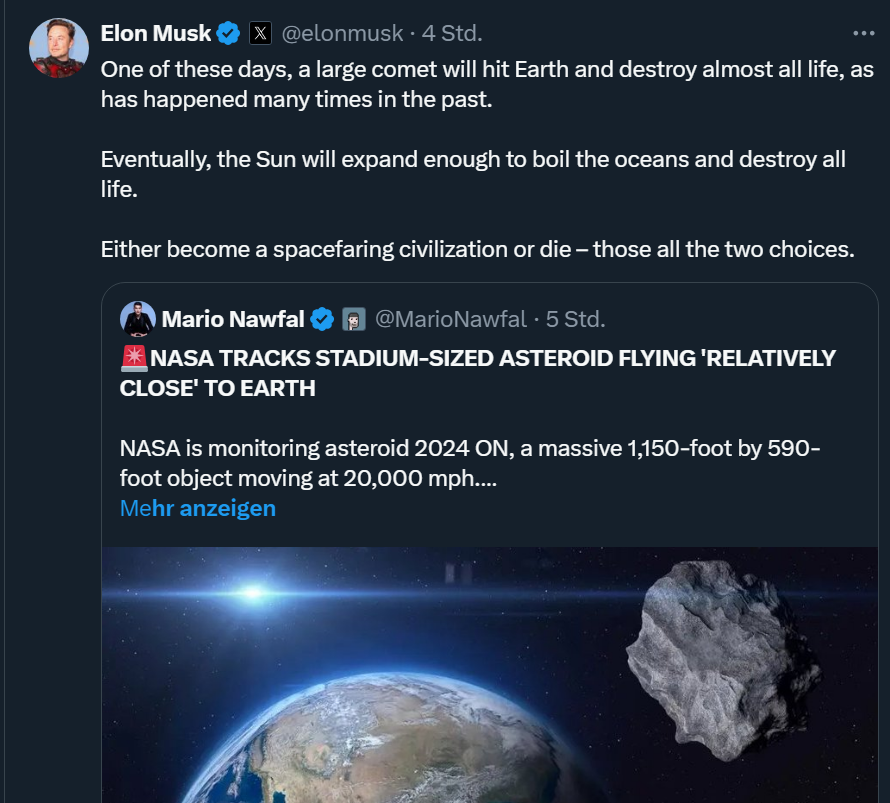 dantrimont's tweet photo. 1/ Most #idiotic tweet of the day so far! Trust me, I'm #spaceflight ultra, named my son after Star Trek! This said: To ultimately become a #spacefaring civilization, we first have to survive ON earth until we even can do space colonization, which we simply can't at this point-> https://t.co/KN4TP3LvMJ