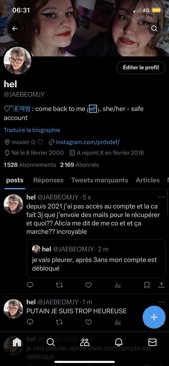 HAD3S_h's tweet photo. je vais PLEURER

mon ancien compte Twitter s’est fait suspendre en 2021 et j’ai jamais réussi à avoir accès, la ca fait 3j que j’envoie des mails parce que je veux le récupérer et ce matin je vois quoi?? IL EST PLUS BLOQUÉ 

pitié venez me follow si je vous ai pas dessus https://t.co/CUcOAUvSrg