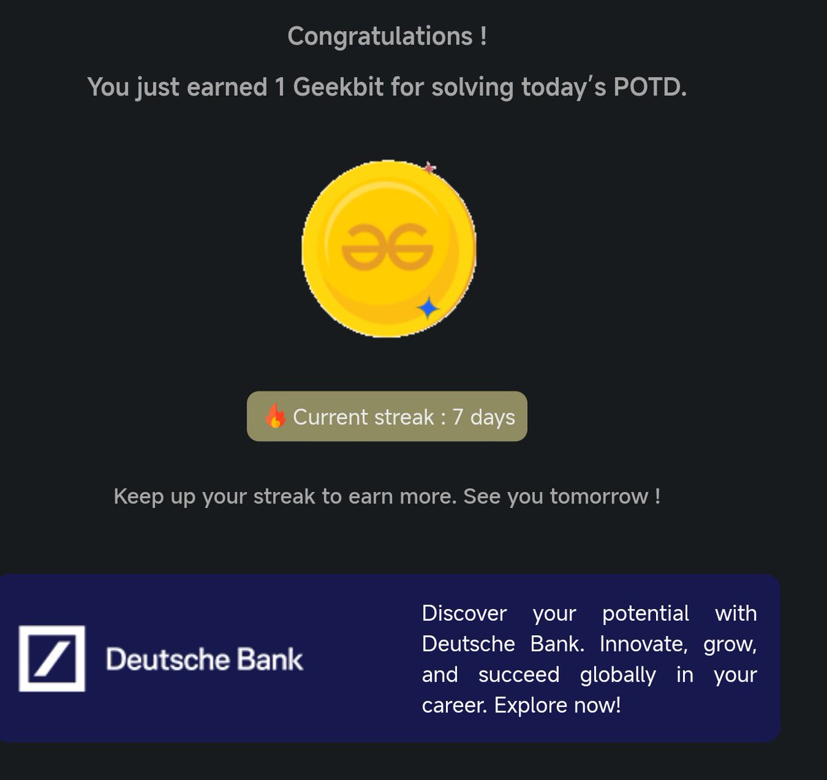 Pprratikk's tweet image. Day 7 of 21 day coding challenge
@geeksforgeeks
@DeutscheBank
#21DaysOfCoding #CodingChallenge #LearnToCode #GeekForGeeks #ING #DeutscheBank #geekstreak2024