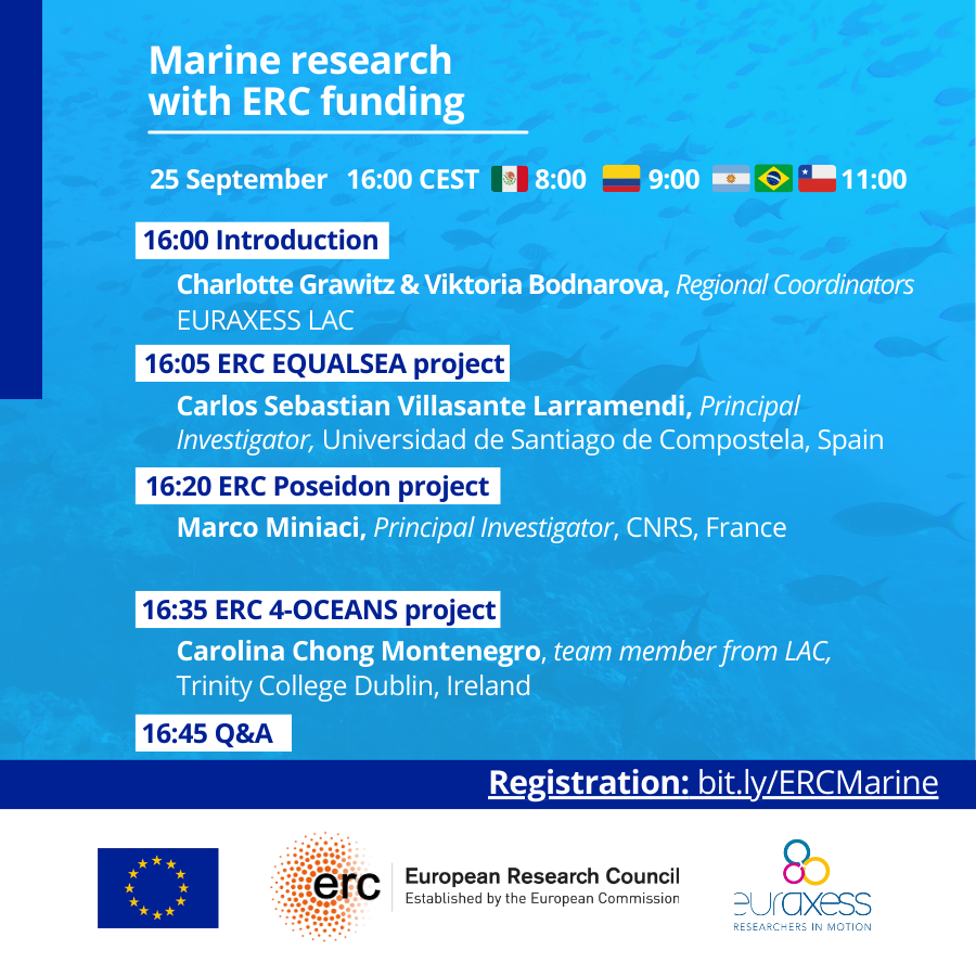 EuraxessBrasil's tweet photo. Não perca o nosso webinar sobre ciências do mar e oceanos com fomentos do @ERC_Research  https://t.co/SSus0Z2DPY https://t.co/qaWttdHNGB