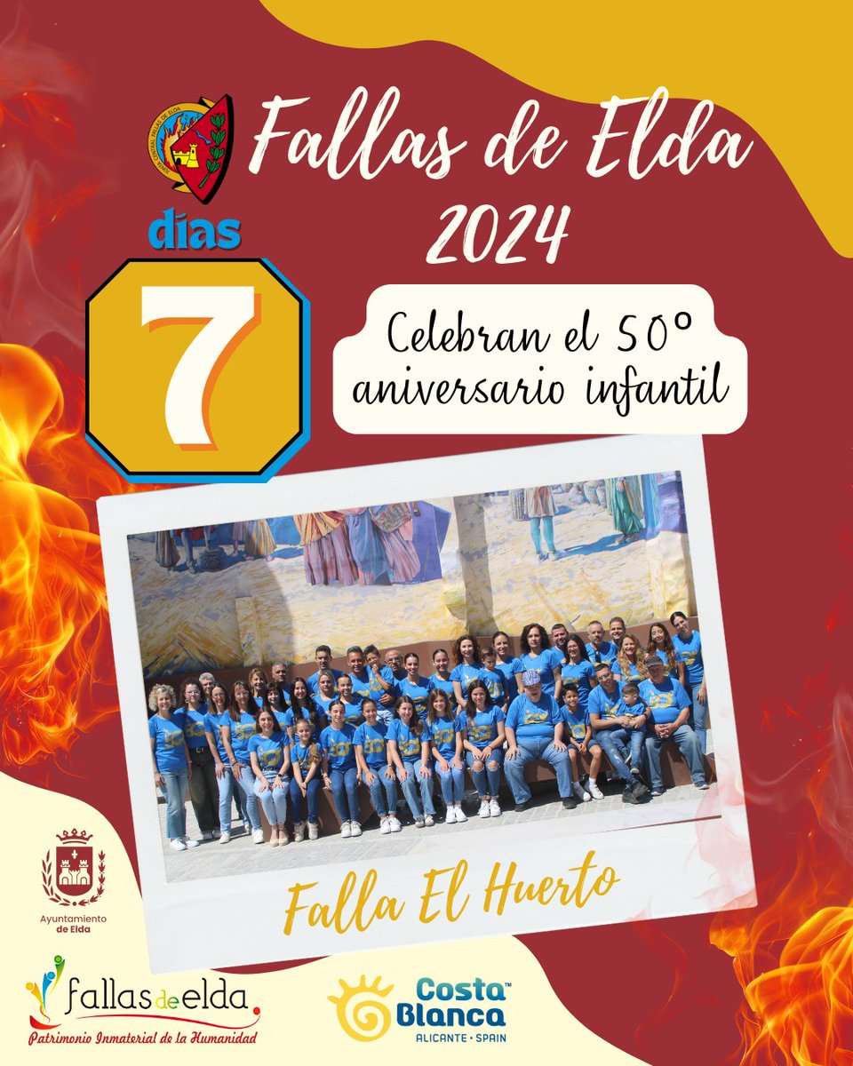 🎉 ¡7 días para las Fallas! 🎉

FEH planta en C/ Huerto.

#JuntaCentralFallasElda #FallasElda #EldaenFallas #elda #madeinelda #JuntsMolemMés #FallesUNESCO #SomPatrimoni #fallas #fiestadelfuego #alicante #valencia #comunidadvalenciana #fallascv