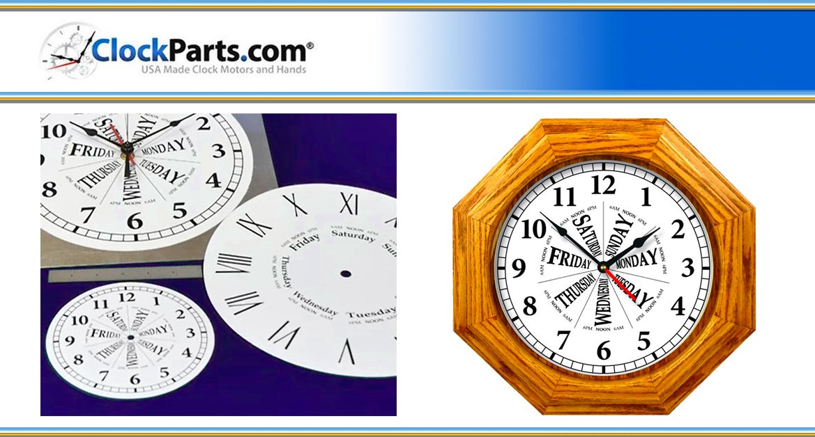 ClockPartsCom's tweet image. Power your next clock build with our compact #ClockMovement! Runs on 1 AA battery* and fits dials up to 1/8” thick. Includes a red #DayOfTheWeek hand and customizable black hour and minute hands. 🕰️ #ClockBuilding  (*battery not included) clockparts.com/time-day-week-…