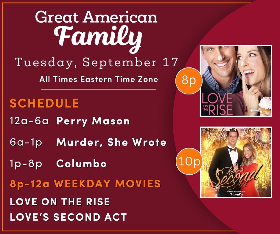 CattLovesMovies's tweet photo. ๐จSTARTING NOW!๐จ
๐ป#LovesSecondAct
If you missed the Saturday premiere or just want to see it again, hereโs a chance to watch it.
~#WeekdayMovies on @GAfamilyTV~
๐ฑ๐งก๐ฌ
@billabbottHC #GreatAmericanFamily #GFam #WelcomeHome #StoriesWellTold #Greatfuls https://t.co/IQJ4sHz3EC