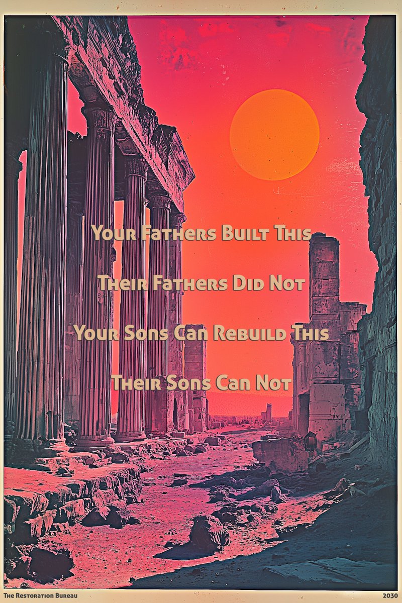 Aelthemplaer's tweet photo. Your Fathers Built This
Their Fathers Did not
Your Sons Can Rebuild This
Their Sons Can Not https://t.co/tYApsyQ3E2