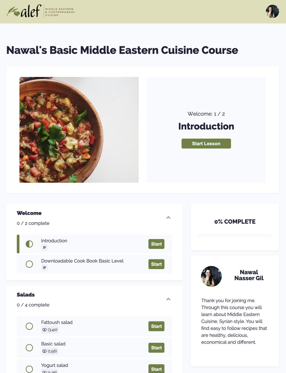 Luego de meses de pruebas, al fin lanzamos con Nawal su curso de cocina árabe artesanal, nivel básico. Trae recetario en PDF y guía en video. Por ahora está en inglés, estamos subtitulando todo a español y árabe pronto. Anímese a cocinar diferente! nawal-nasser-s-school.teachable.com
