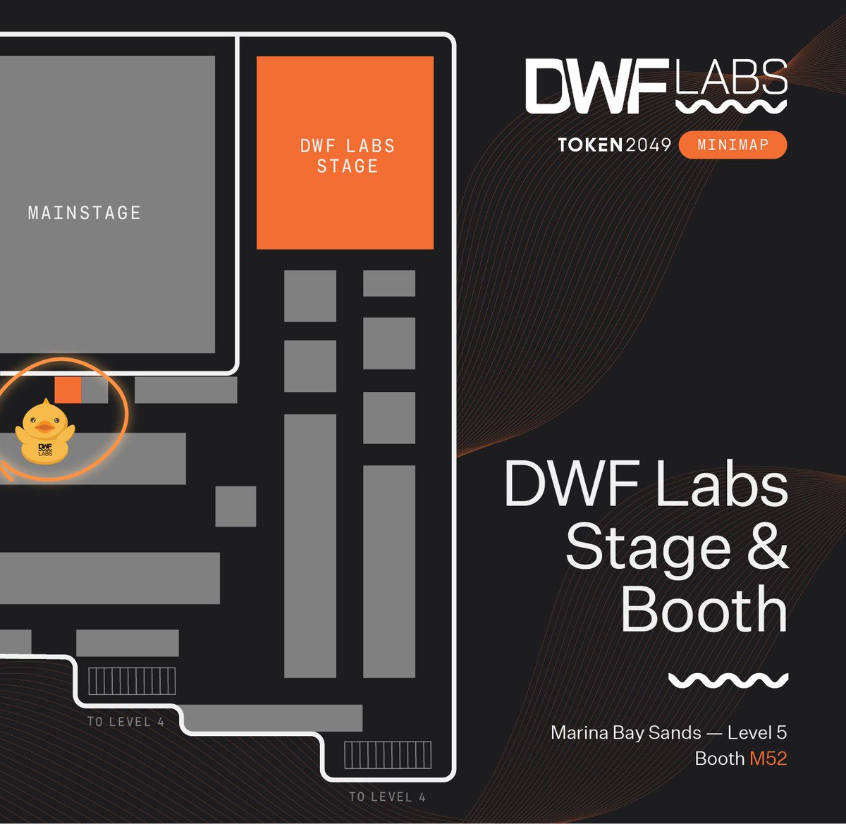 DWFLabs's tweet photo. Ready to meet our team at TOKEN2049? We will be at Booth M52 on Level 5 of Marina Bay Sands and the Casablanca meeting room on Level 3.

Save these maps to find your way 🤝

Note: to reach our meeting room, head to the registration desk on Level 1 to go through security checks, then proceed to Level 3. To access our meeting room, you do not need to be holding a TOKEN2049 ticket.

See you soon — and keep an eye out for our ducks 🐤 🔥

#DWFLabsxTOKEN2049