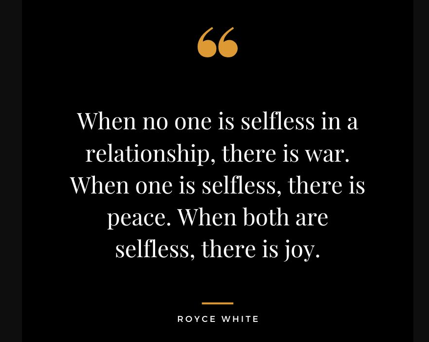 hiphopwritesnow's tweet photo. #QuoteOfTheWeek: "When no one is selfless in a relationship, there is war. When one is selfless, there is peace. When both are selfless, there is joy." - Royce White. 🌟 Embrace the power of selflessness. #Selflessness #RelationshipGoals #PeaceAndJoy #HipHopWritesNow https://t.co/6s0qfHk18N