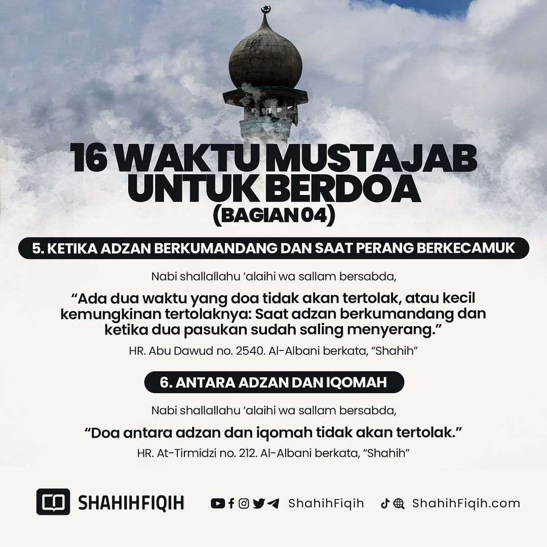 16 waktu mustajab untuk berdo'a🤲