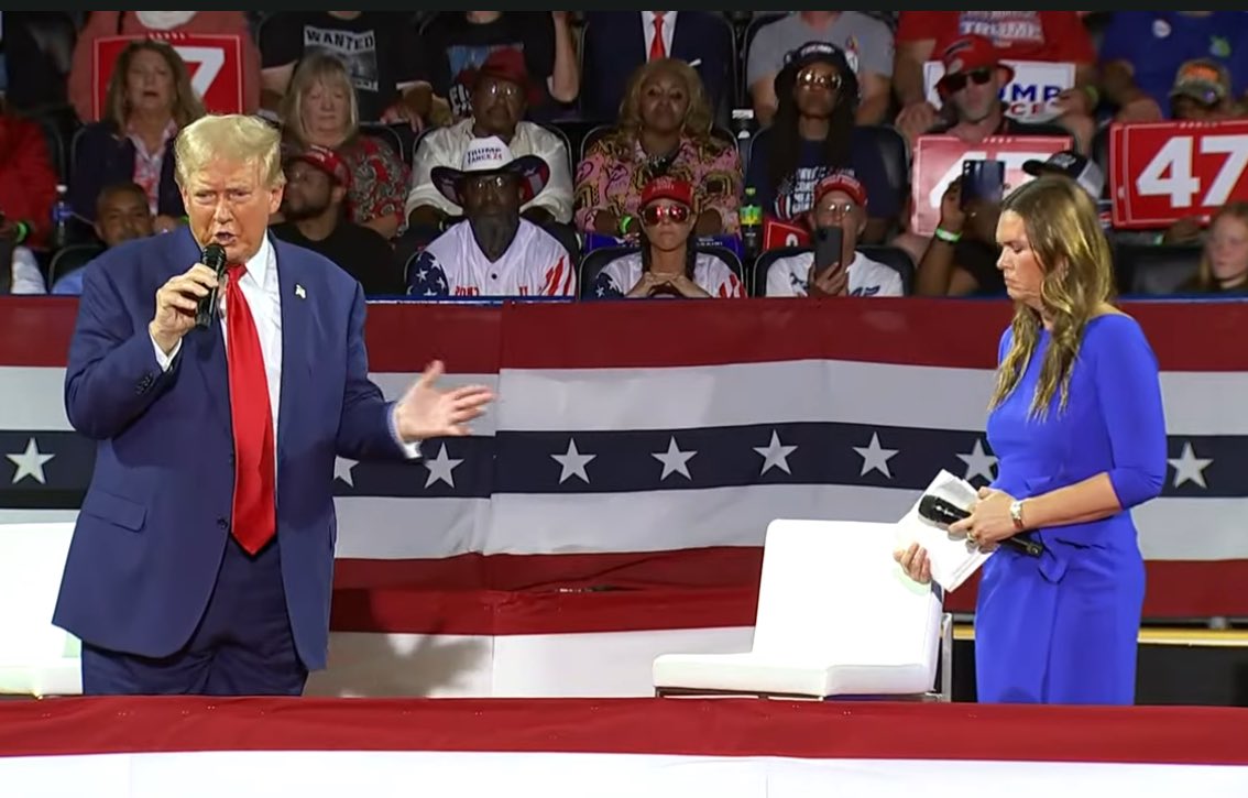 Donald Trump was just asked how he will bring down food and grocery prices at a Michigan town hall with Sarah Sanders.

Here is his response 👇