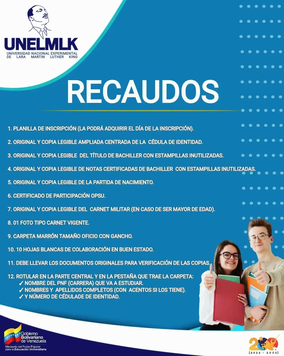 #Atención #Inscripciones #NuevoIngreso #Duaca municipio #Crespo
📍Sábado 28/09/24 – Domingo 29/09/24
📍Sábado 05/10/24 – Domingo 06/10/24
📍Lugar: U.E Juan Manuel Álamo. Calle 16 entre carrera 5 y 6.
Sector la Morita Duaca, municipio Crespo.
📍Hora: 8:30 am a 4:30 pm
<a href="/MPPEU_Ve/">MPPEU_Ve</a>