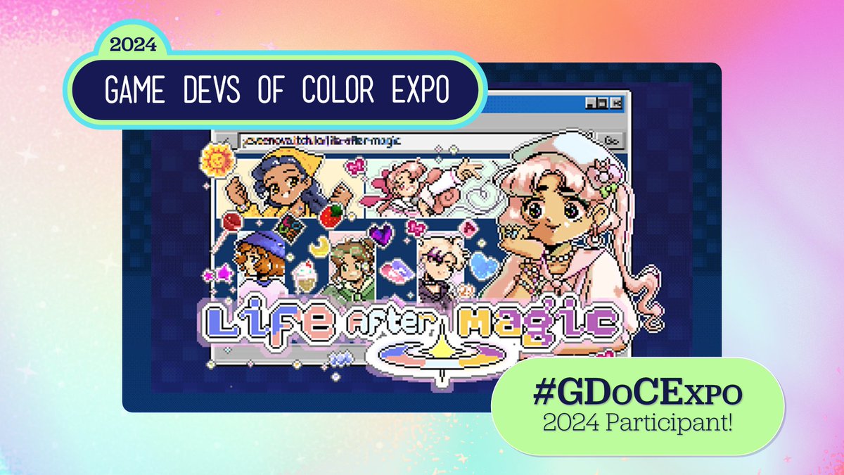 Life After Magic VN (@lifeaftermagic_) on Twitter photo 📢 Excited to announce that Life After Magic is a part of the <a href="/GDoCExpo/">Game Devs of Color Expo</a> !!! We're so proud to be amongst so many amazing games. Come join the expo for a STELLAR line up of workshops, talks, panels and networking!
We've even got a cheeky little 🌟discount code🌟: gdoc20 📢 Excited to announce that Life After Magic is a part of the <a href="/GDoCExpo/">Game Devs of Color Expo</a> !!! We're so proud to be amongst so many amazing games. Come join the expo for a STELLAR line up of workshops, talks, panels and networking!
We've even got a cheeky little 🌟discount code🌟: gdoc20