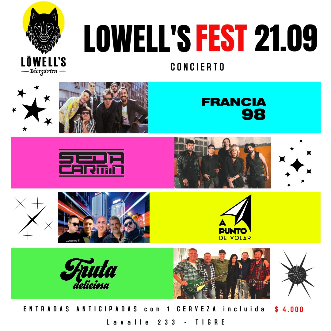 ATENCIÓN LA GENTE DE TIGRE 
El sábado 21 (día de la primavera) estaremos participando del Lowell's Fest junto a otras bandas amigas.
Ese día hay superclásico, van a pasar el partido ahí y después arranca. Es al lado del río, va a estar buenísimo! 

#superclasico #SedaCarmin #Rock