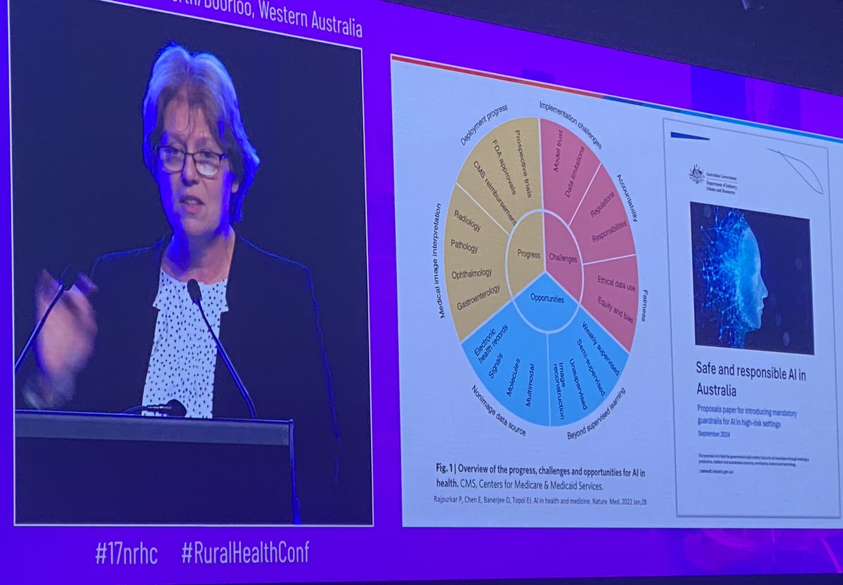 Inspiring speech from the new National Rural Health Commissioner, Prof Jenny May AM, at the #17nrhc encouraging us to imagine how AI and technology can be a driver of change in rural and remote health.