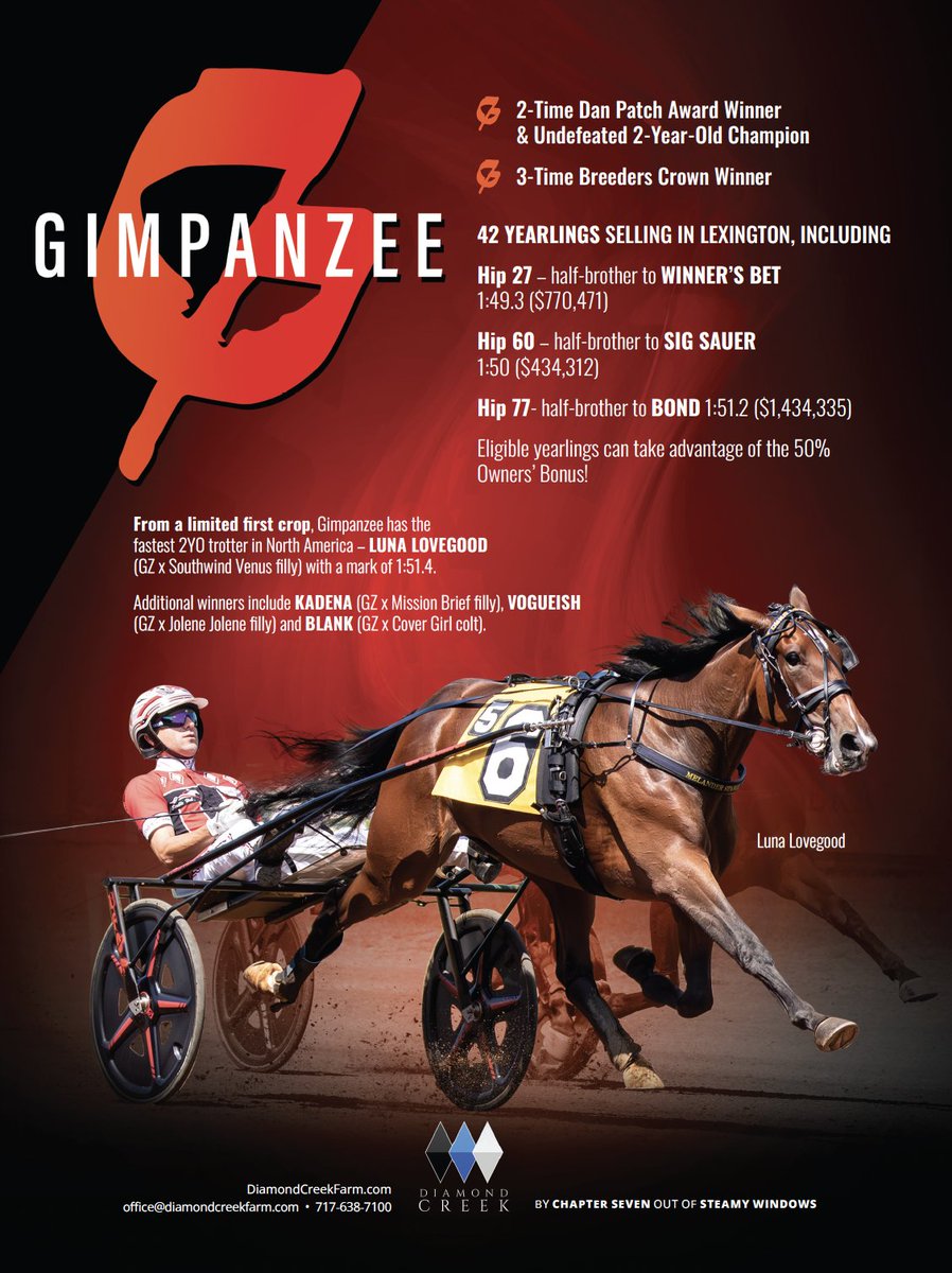 GIMPANZEE had a Red Mile Racing winner in Monkey Wine!

Monkey Wine 🐒 🍷 was the winner of the $50,000 KY Golden Rod Series Final for 2YO Fillies!

Monkey Wine is a Gimpanzee filly out of Back Splash.