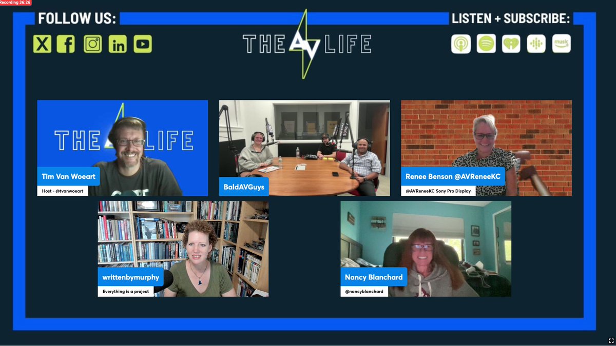 Murphy Daley CTS, PMP + author of 4 books so far (@writtenbymurphy) on Twitter photo It's a very special crossover episode of #theAVlifePod
#avtweeps #HETMA
@baldAVguys <a href="/TVanWoeart/">Tim Van Woeart, CTS #TPoAV #HigherEdAV</a> <a href="/AVReneeKC/">Renee Benson -#avtweeps @TheAVLifePod</a> <a href="/nancyblanchard/">Nancy Blanchard🇨🇦🇺🇸</a> It's a very special crossover episode of #theAVlifePod
#avtweeps #HETMA
@baldAVguys <a href="/TVanWoeart/">Tim Van Woeart, CTS #TPoAV #HigherEdAV</a> <a href="/AVReneeKC/">Renee Benson -#avtweeps @TheAVLifePod</a> <a href="/nancyblanchard/">Nancy Blanchard🇨🇦🇺🇸</a>