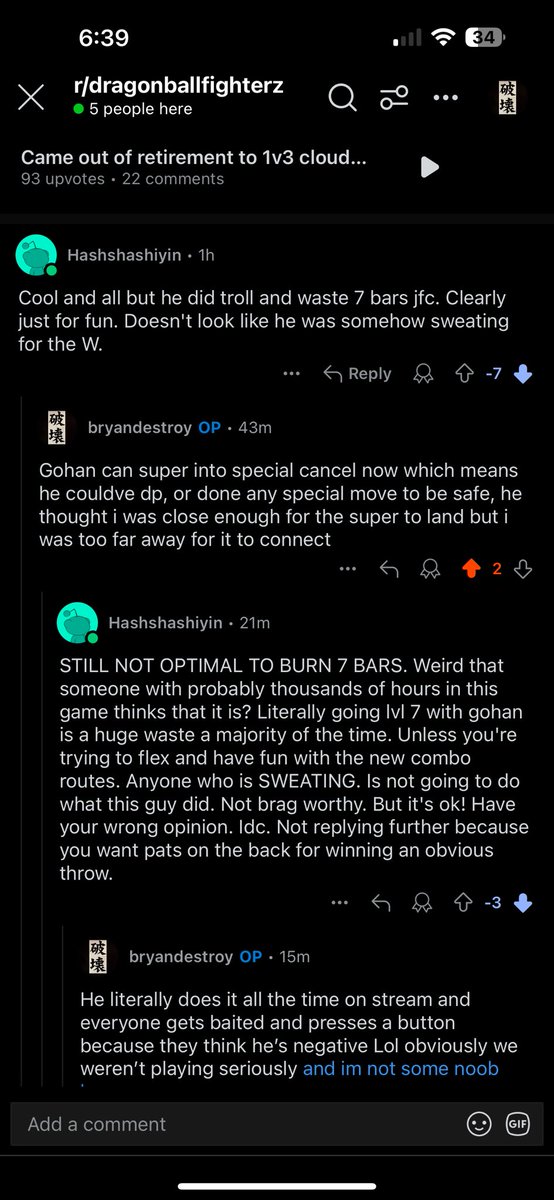 bryanhakai's tweet photo. Another reddit phd that doesn’t know gohan can blow your ass up for trying to punish gohan level 7 super 🤦🏻‍♂️ https://t.co/AxEKPasvvj