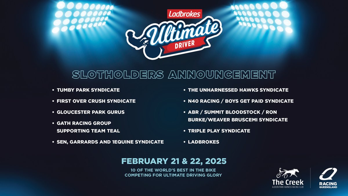 The Creek (@thecreekalbion) on Twitter photo The Slot holders have been announced for the <a href="/ladbrokescomau/">Ladbrokes Australia</a> Ultimate Driver Championship.
<a href="/SENGiddyUp/">Giddy Up With Gareth Hall</a> spoke to slotholders this morning about the annuncement.
📻🔗podtrac.com/pts/redirect.m…
📰🔗thecreek.com.au/slot-holders-a… The Slot holders have been announced for the <a href="/ladbrokescomau/">Ladbrokes Australia</a> Ultimate Driver Championship.
<a href="/SENGiddyUp/">Giddy Up With Gareth Hall</a> spoke to slotholders this morning about the annuncement.
📻🔗podtrac.com/pts/redirect.m…
📰🔗thecreek.com.au/slot-holders-a…