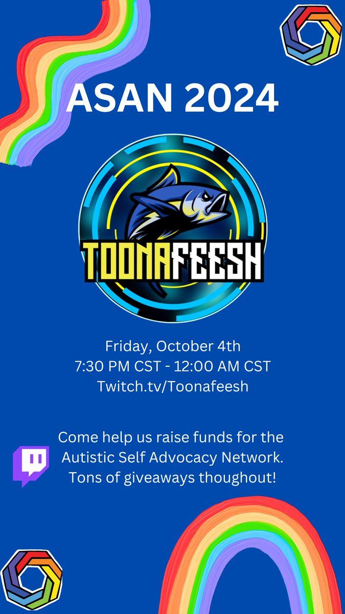 5Cgaming's tweet image. Join us for a fantastic charity event from October 4th to 6th! We have plenty of giveaways and exciting activities for everyone. We can’t wait to see you there! All funds will 100% go to ASAN @autselfadvocacy #Autism #charity #twitch #twitchcharity