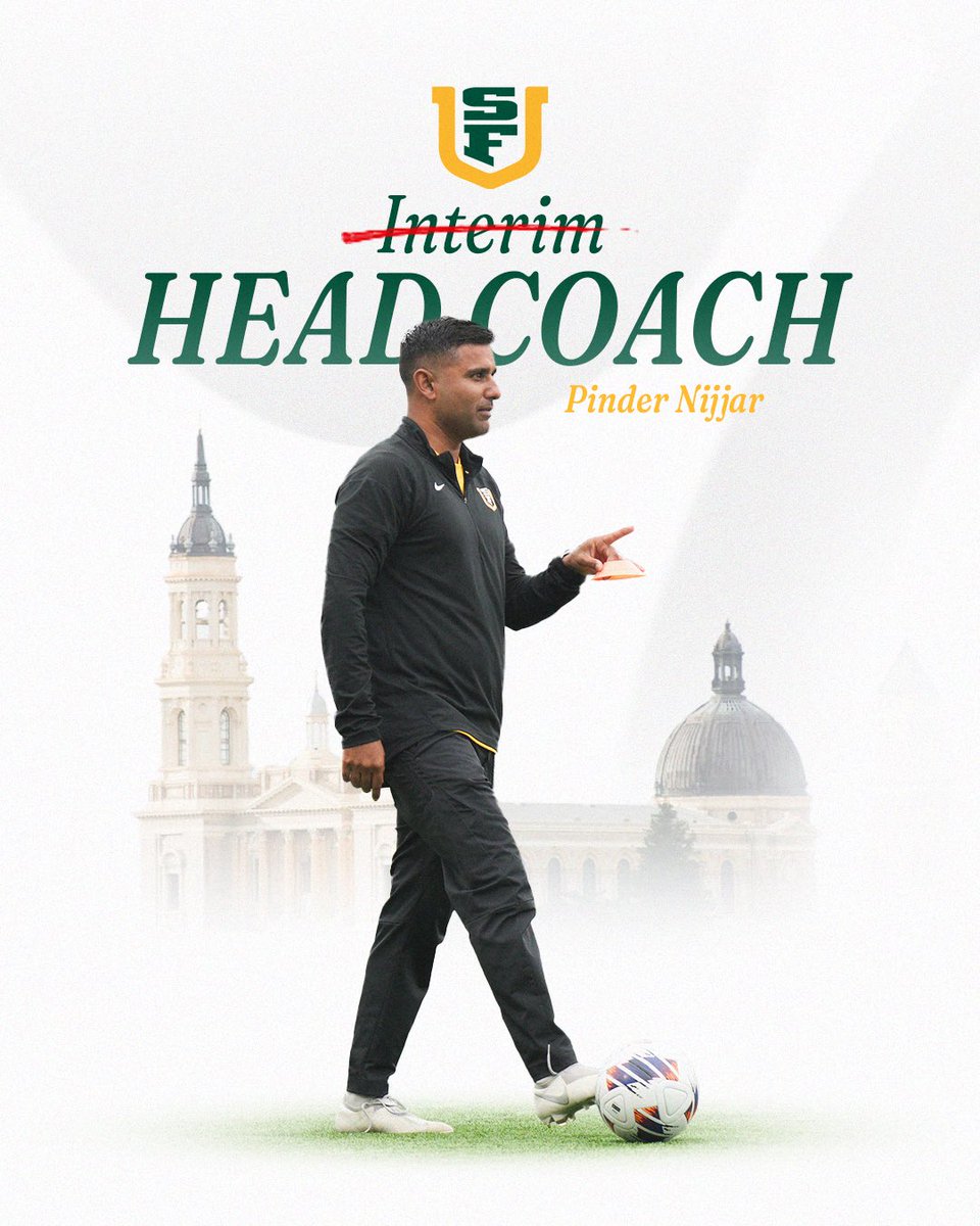 𝐇𝐞𝐫𝐞 𝐭𝐨 𝐬𝐭𝐚𝐲 🗣️

<a href="/pindernijjar6/">Pinder Nijjar</a> has had the interim tag removed from his title and has been named head women’s soccer coach!

📰Full Release: shorturl.at/9DCbN

#USFDons | #WCCsports
